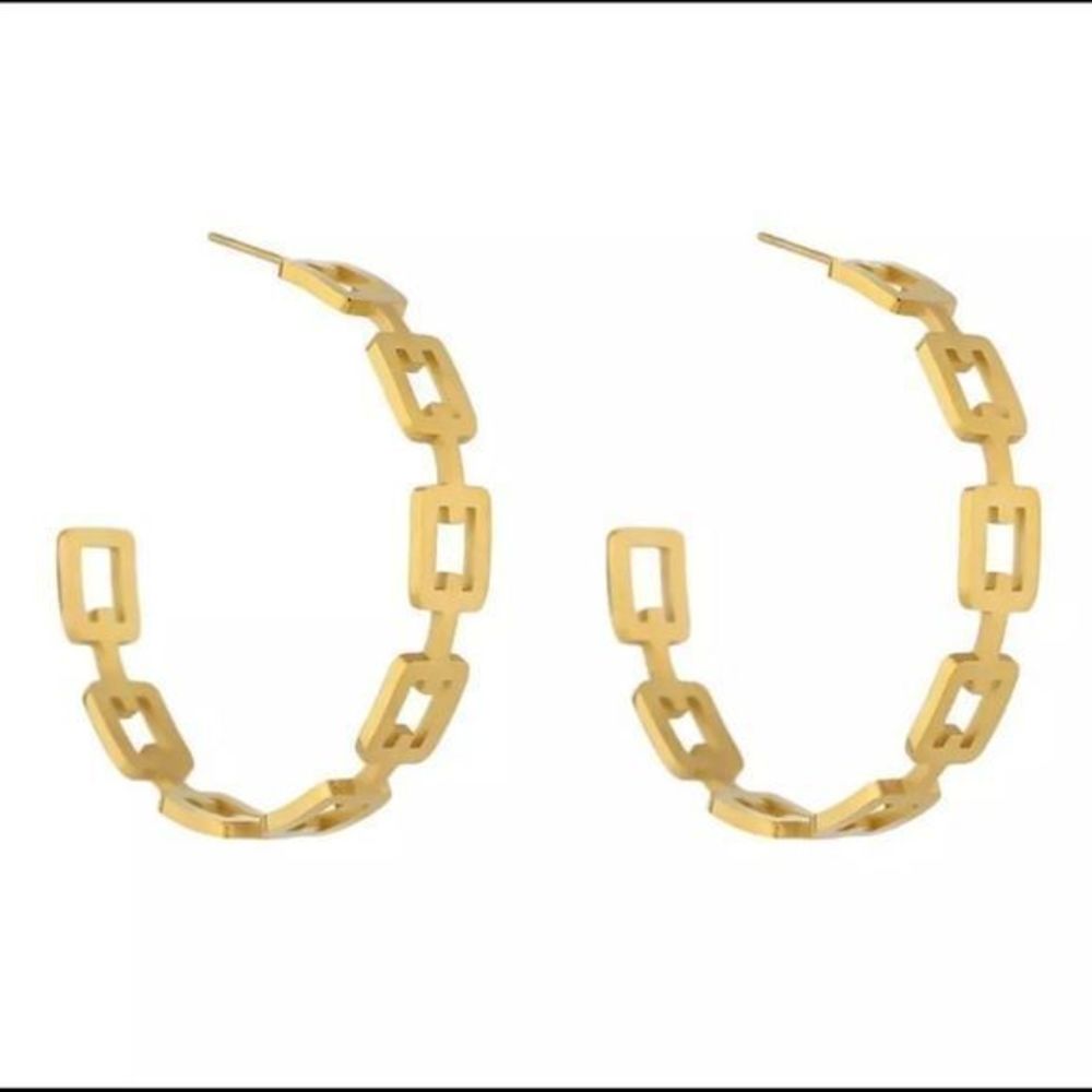 Gold-Plated Large Hoop Statement Earrings